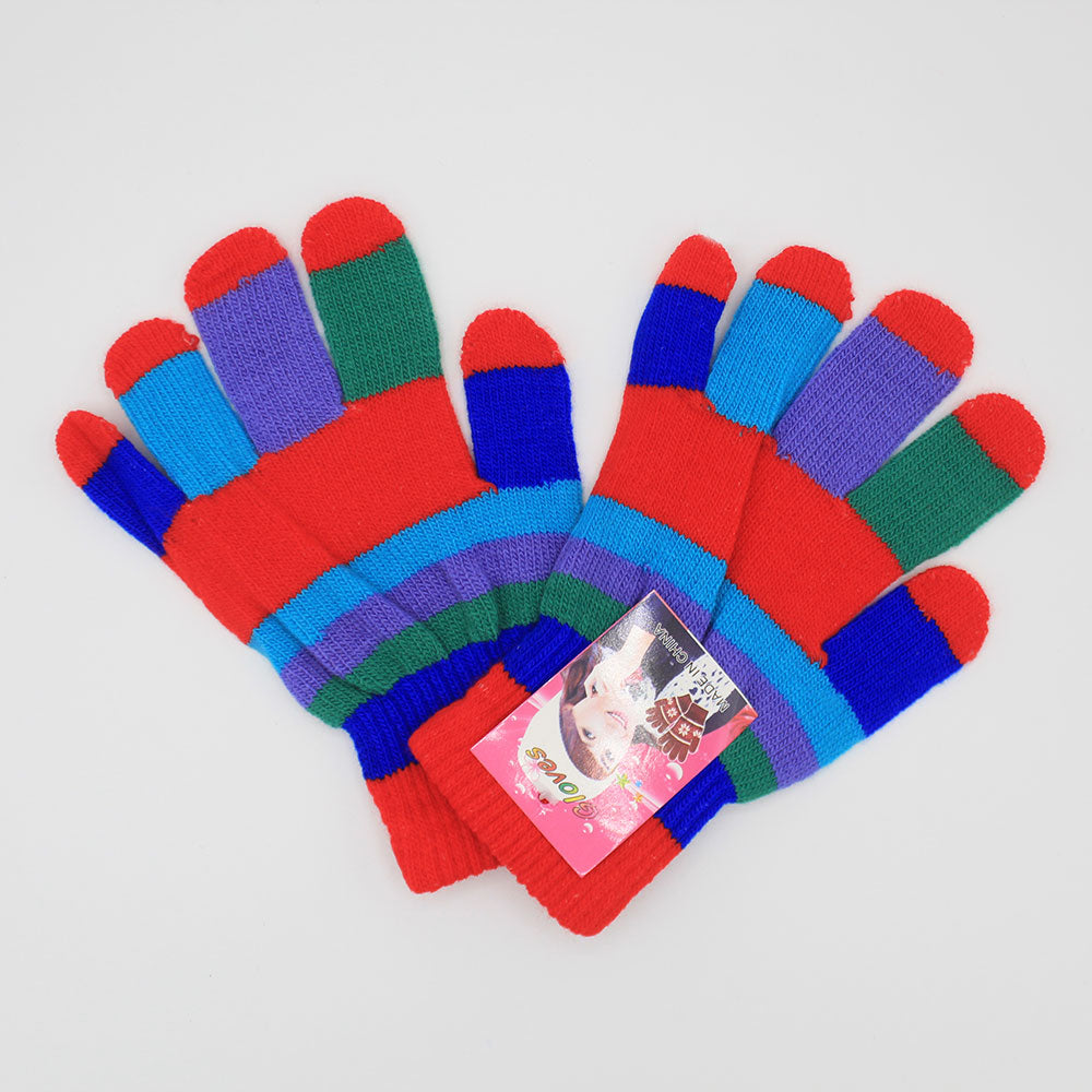 Kids 5-6 Years Super Soft Woolen Gloves Multi Colored