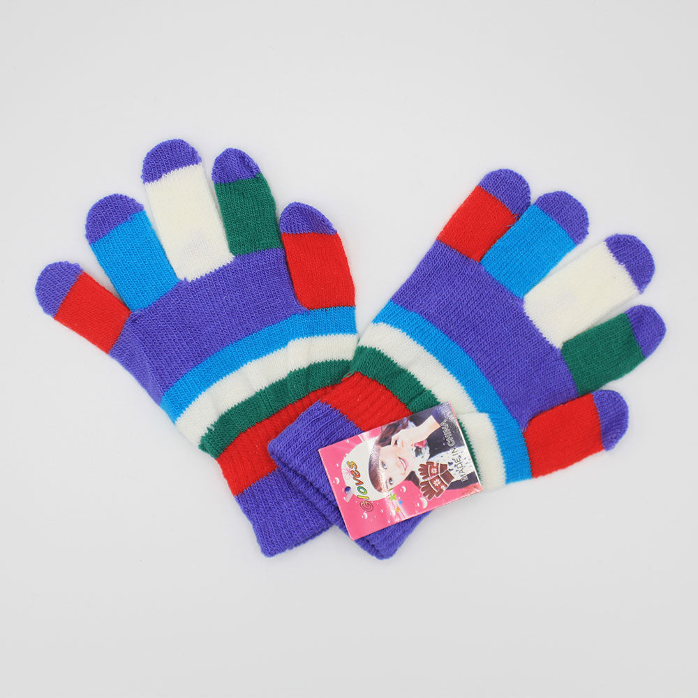 Kids 5-6 Years Super Soft Woolen Gloves Multi Colored