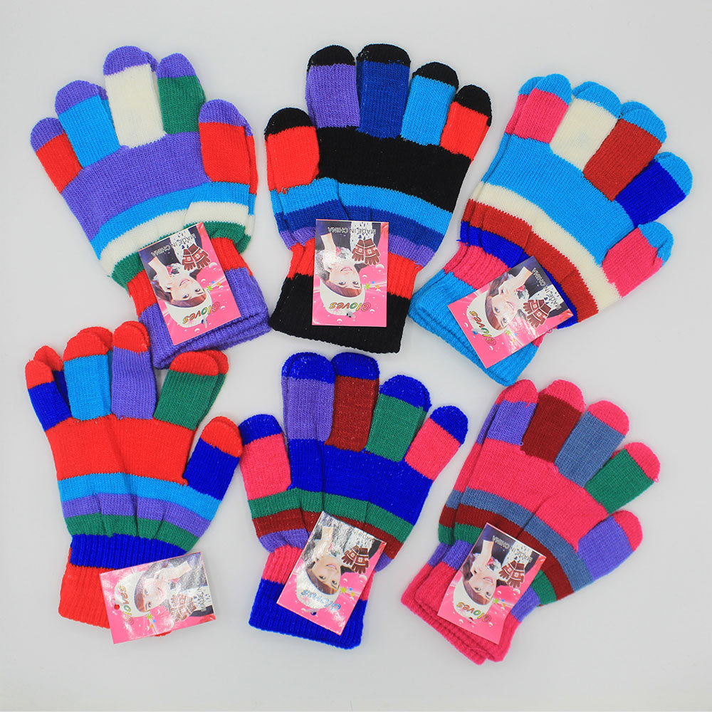 Kids 5-6 Years Super Soft Woolen Gloves Multi Colored