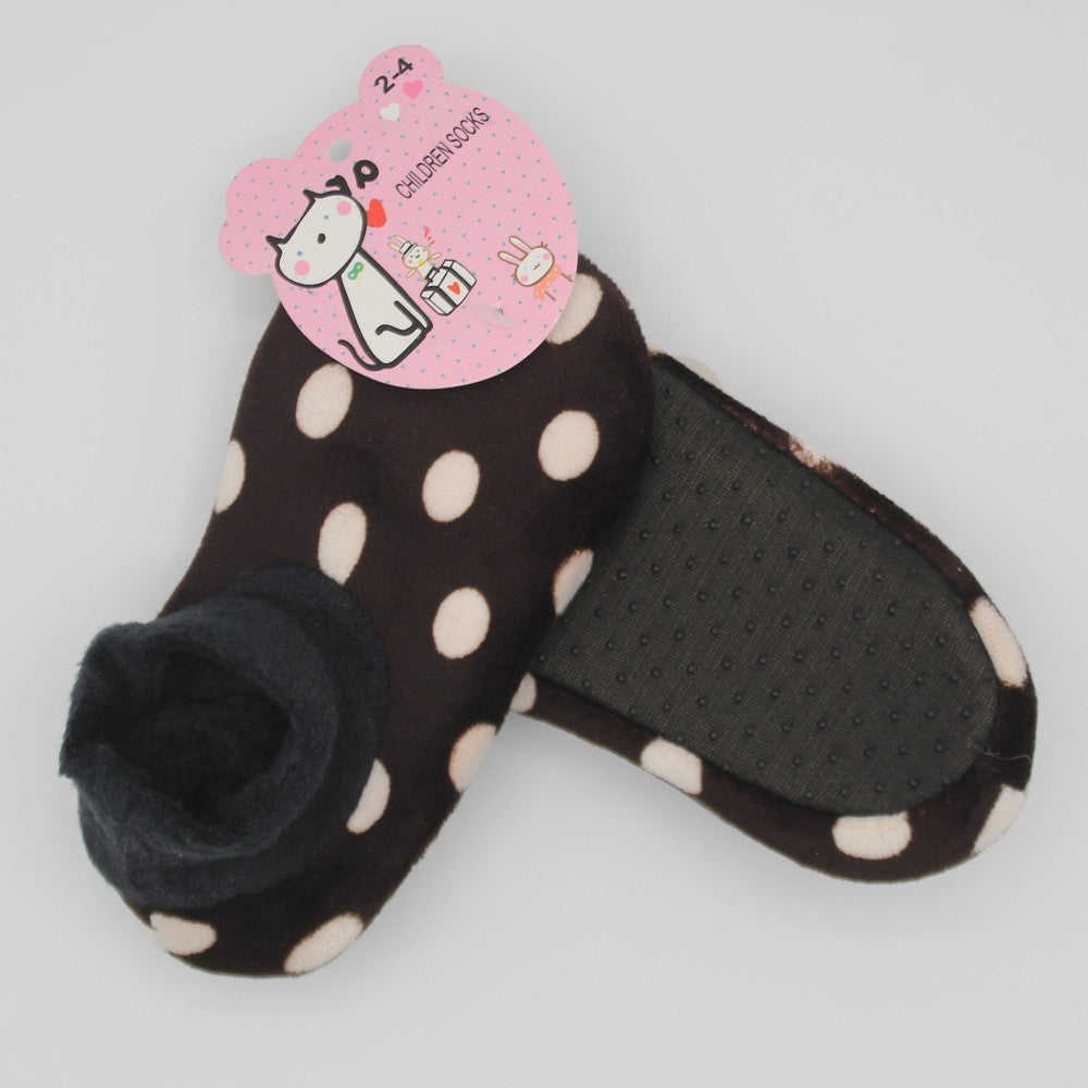 Imported Winter Warm Fuzzy Slipper Loafer Socks - Polka Dots Style