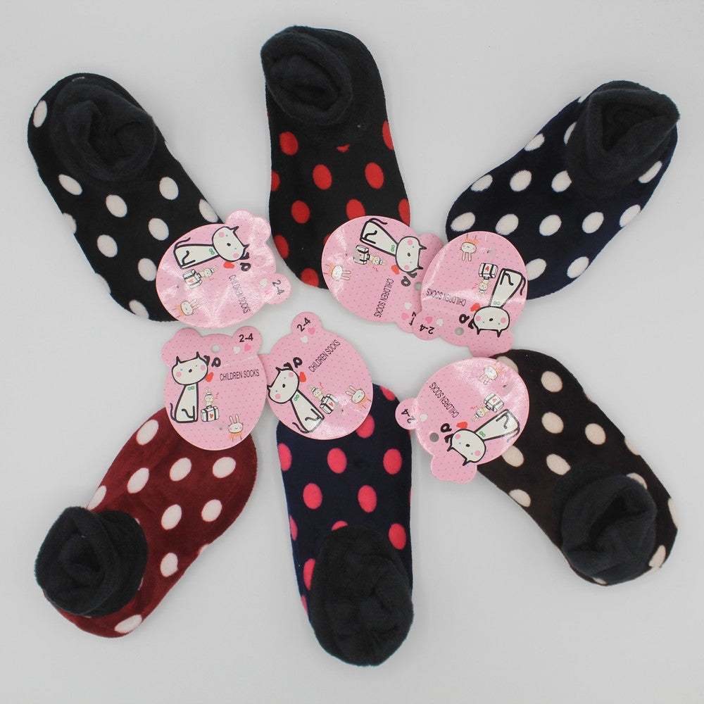 Imported Winter Warm Fuzzy Slipper Loafer Socks - Polka Dots Style