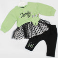 Baby Girl Winter Terry Lovely Embroidered 3D Bow Full Sleeves Frock Dress for 3 Months - 3.5 Years