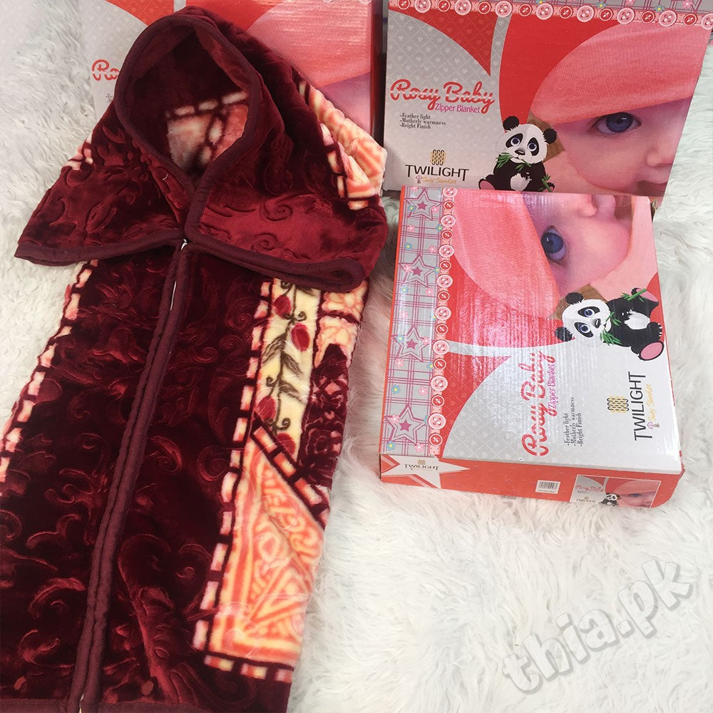 Rosy Baby 2 in 1 Super Soft Baby Zipper Blanket Embossed For 0-3 Years