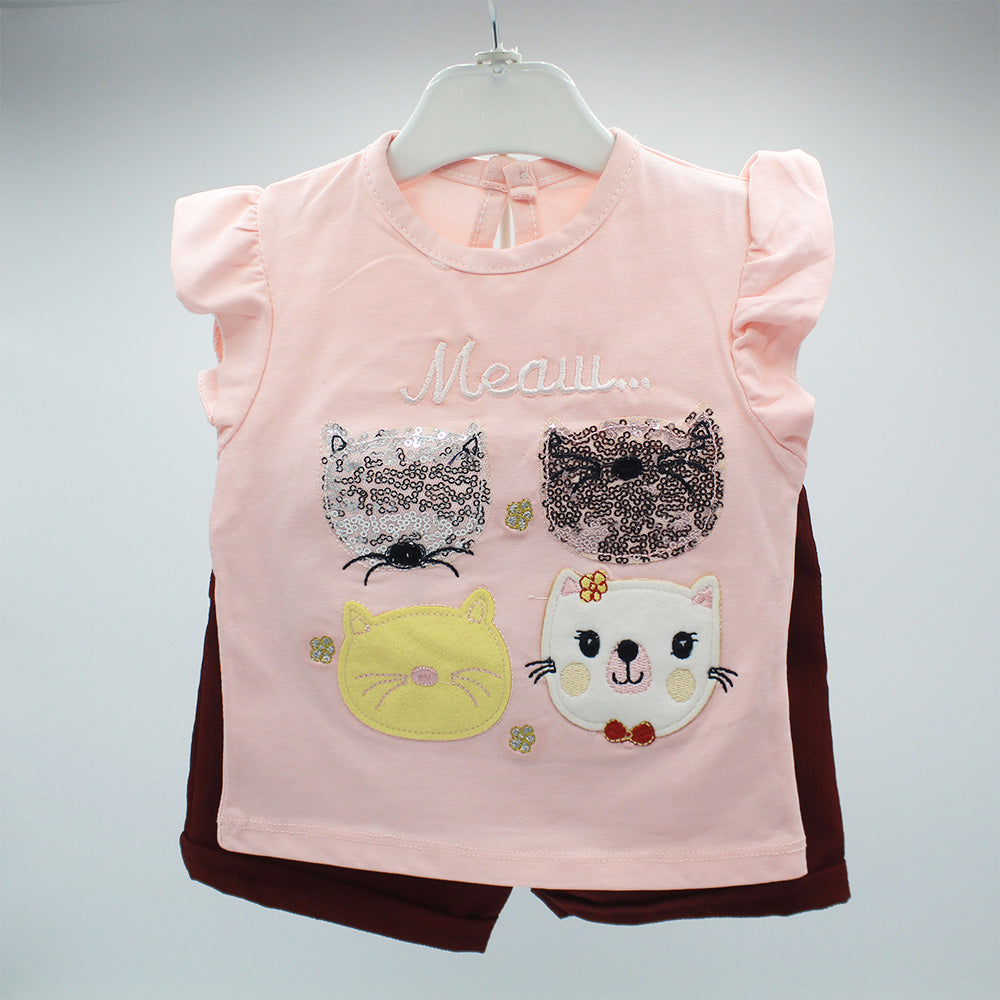 Imported Turkey Baby Girl Super Fancy Fly Sleeves Meow Dress for 0-18 Months