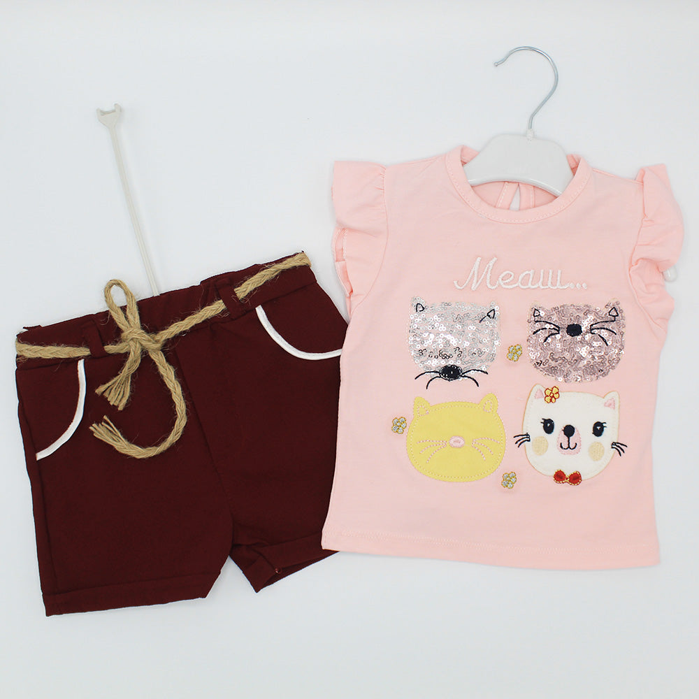 Imported Turkey Baby Girl Super Fancy Fly Sleeves Meow Dress for 0-18 Months