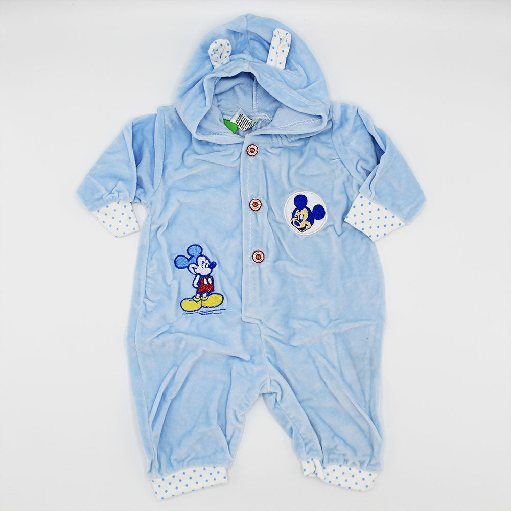 Winter Warm Cute Mickey Mouse Velvet Romper for 0-3 Months