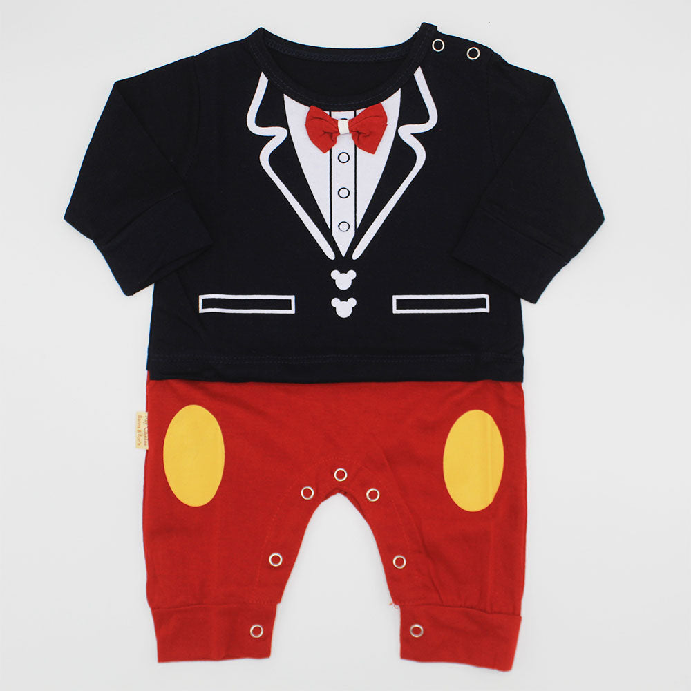 Baby Mickey Gentleman Bow Tie Full Sleeves Romper for 0-12 months