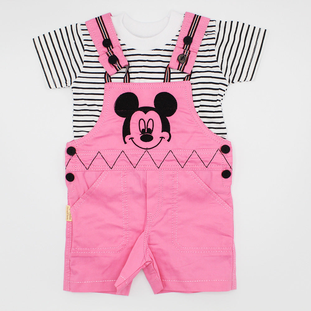 Baby Cute Mickey Half Sleeve Dungaree Romper for 0-12 months