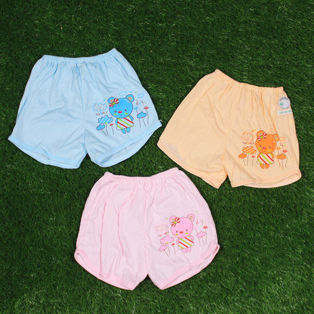 Imported Thailand Newborn Baby Pack of 3 Cotton Stuff Nekker Shorts for 0-6 Months