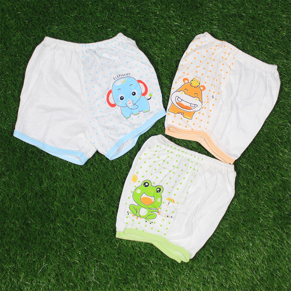 Imported Thailand Newborn White Colored Character Baby Pack of 3 Cotton Stuff Nekker Shorts for 0-6 Months