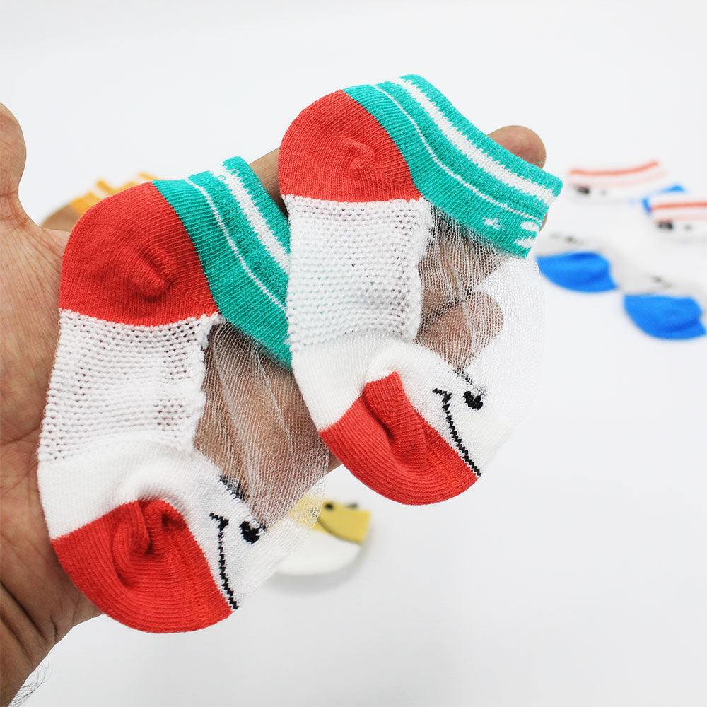 Imported Newborn Baby Pack of 5 Pairs Summer Cotton Sock Mesh Net Lace Boys Girls Short Sock 0-1 Years