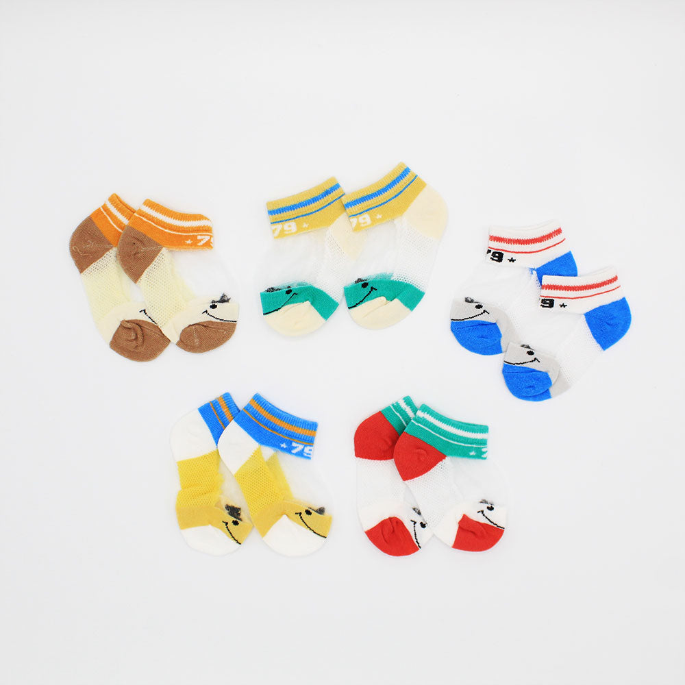 Imported Newborn Baby Pack of 5 Pairs Summer Cotton Sock Mesh Net Lace Boys Girls Short Sock 0-1 Years