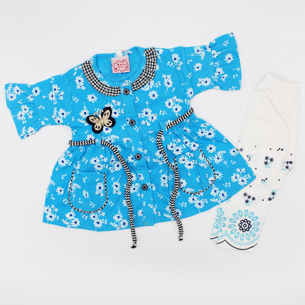 Baby Girl Butterfly Pocket Nod Belt Stylish Frock Dress for 3-9 months