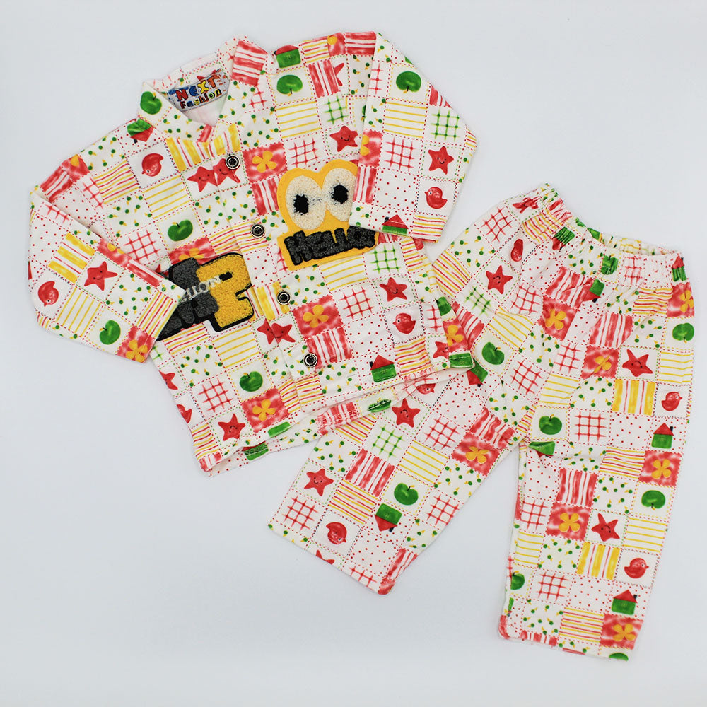 Winter Velvet Baby Kids Full Sleeves Night Suit for 3-18 Months