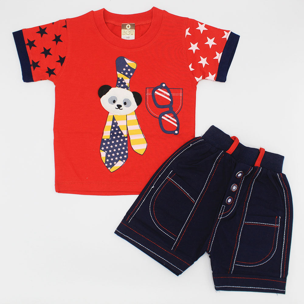 Boys Fancy Bear Starry Tie Dress with Cute Button Shorts for 12 Months - 24 Months