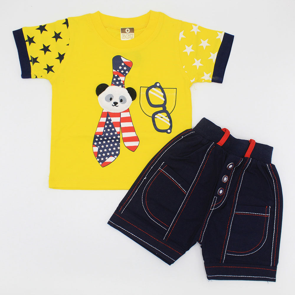 Boys Fancy Bear Starry Tie Dress with Cute Button Shorts for 12 Months - 24 Months