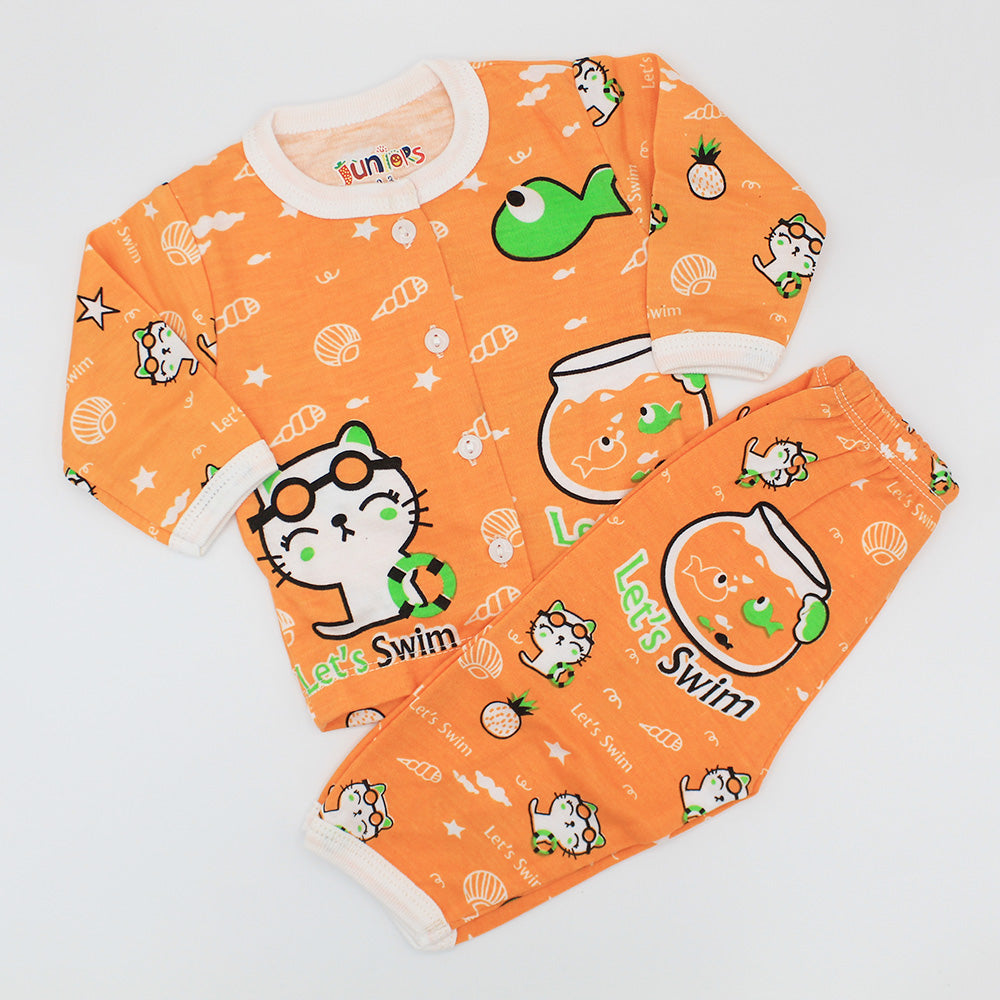 Imported Baby Cat and Fish Night Dress for 0-12 months