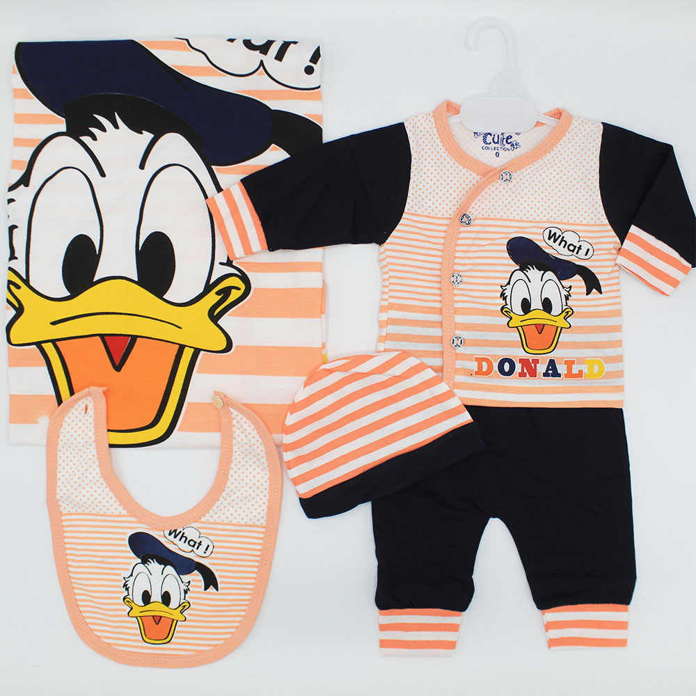 Newborn Baby Donald Duck 5 Pcs Full Sleeves Starter Set for 0-3 Months