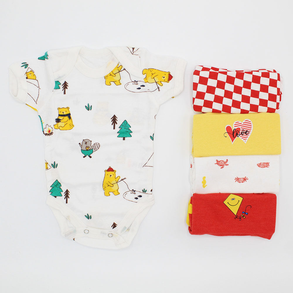 Imported Set of 5 New Summer Bodysuit Half Sleeves Onesie Romper for 0-23 Months