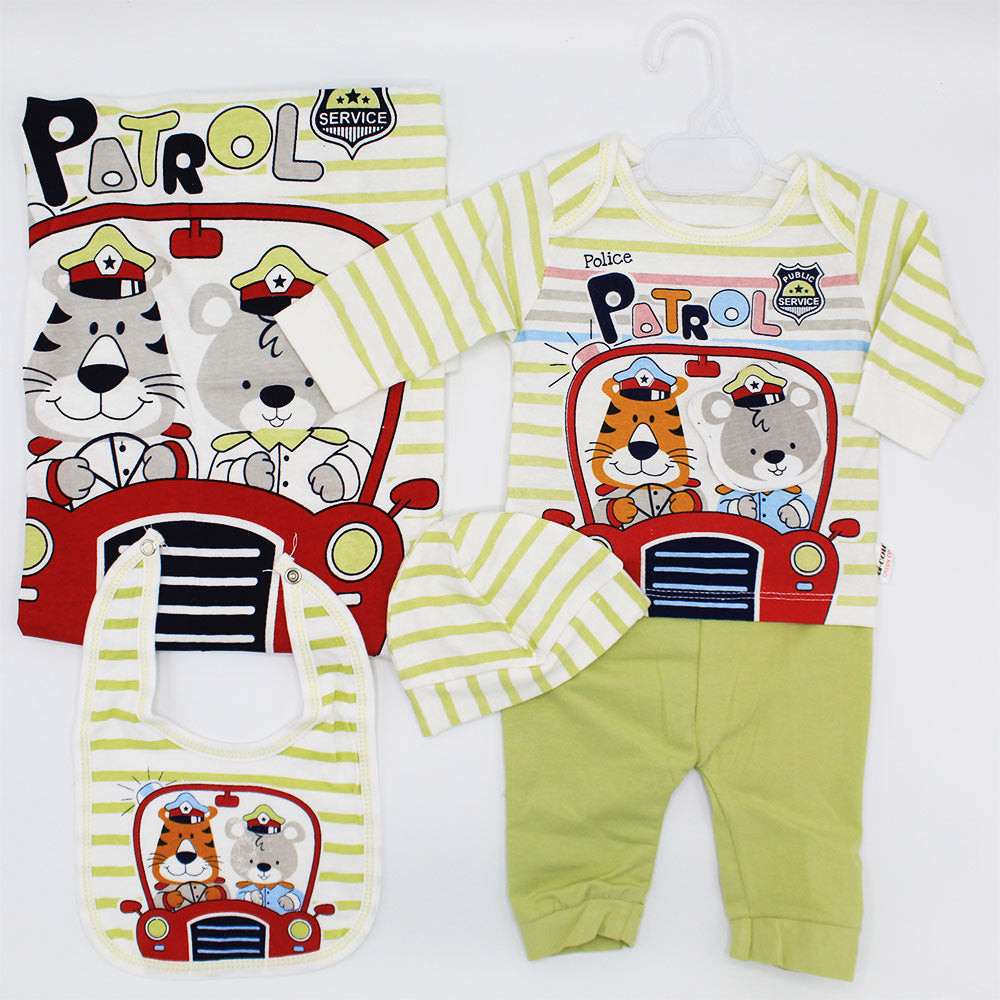 Newborn Baby Cute Bear 5 Pcs Full Sleeves Starter Set for 0-3 Months