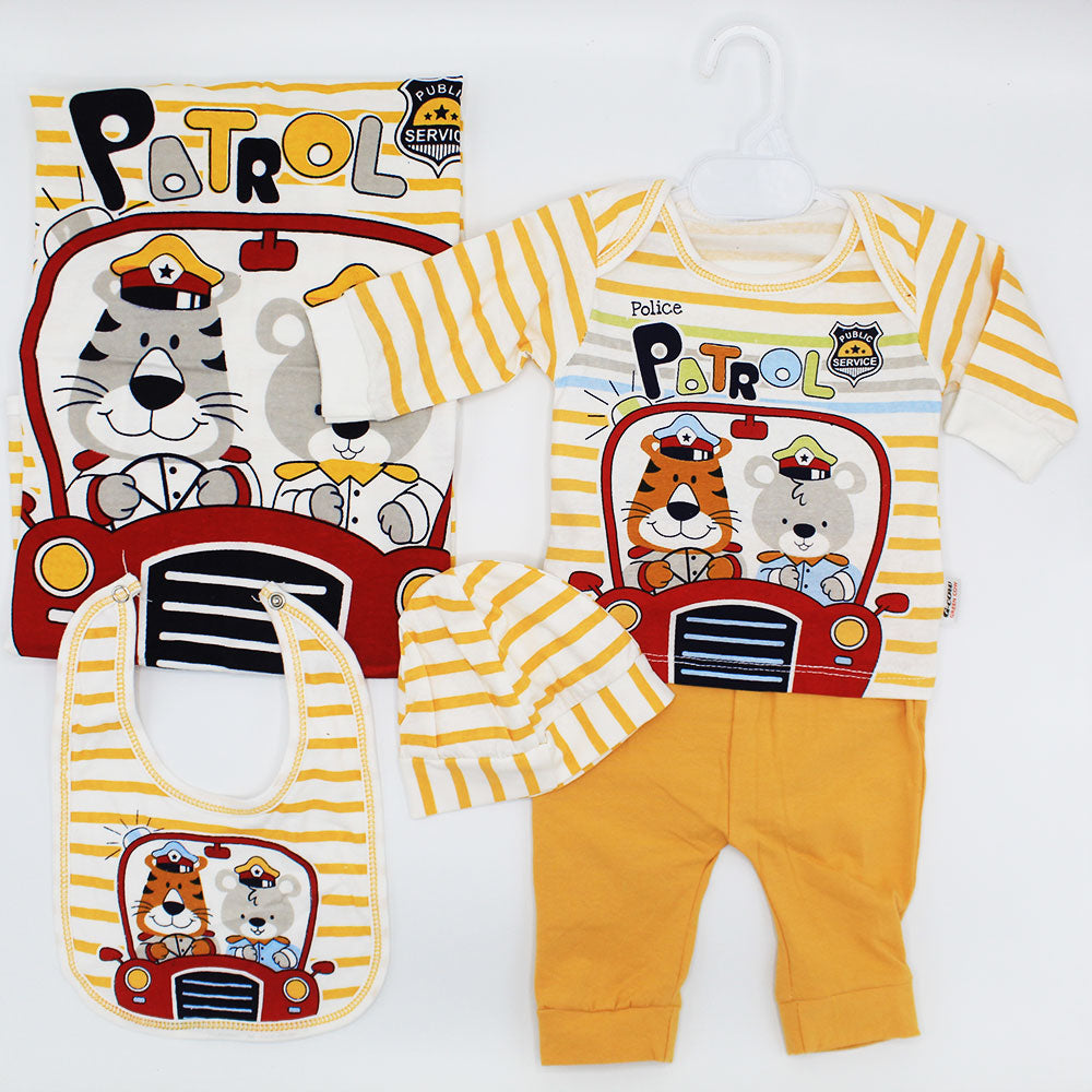 Newborn Baby Cute Bear 5 Pcs Full Sleeves Starter Set for 0-3 Months