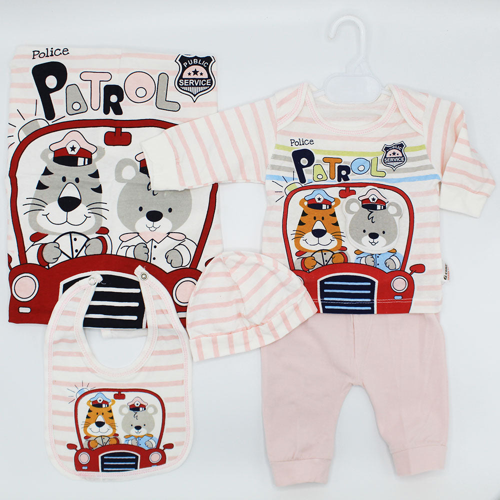 Newborn Baby Cute Bear 5 Pcs Full Sleeves Starter Set for 0-3 Months