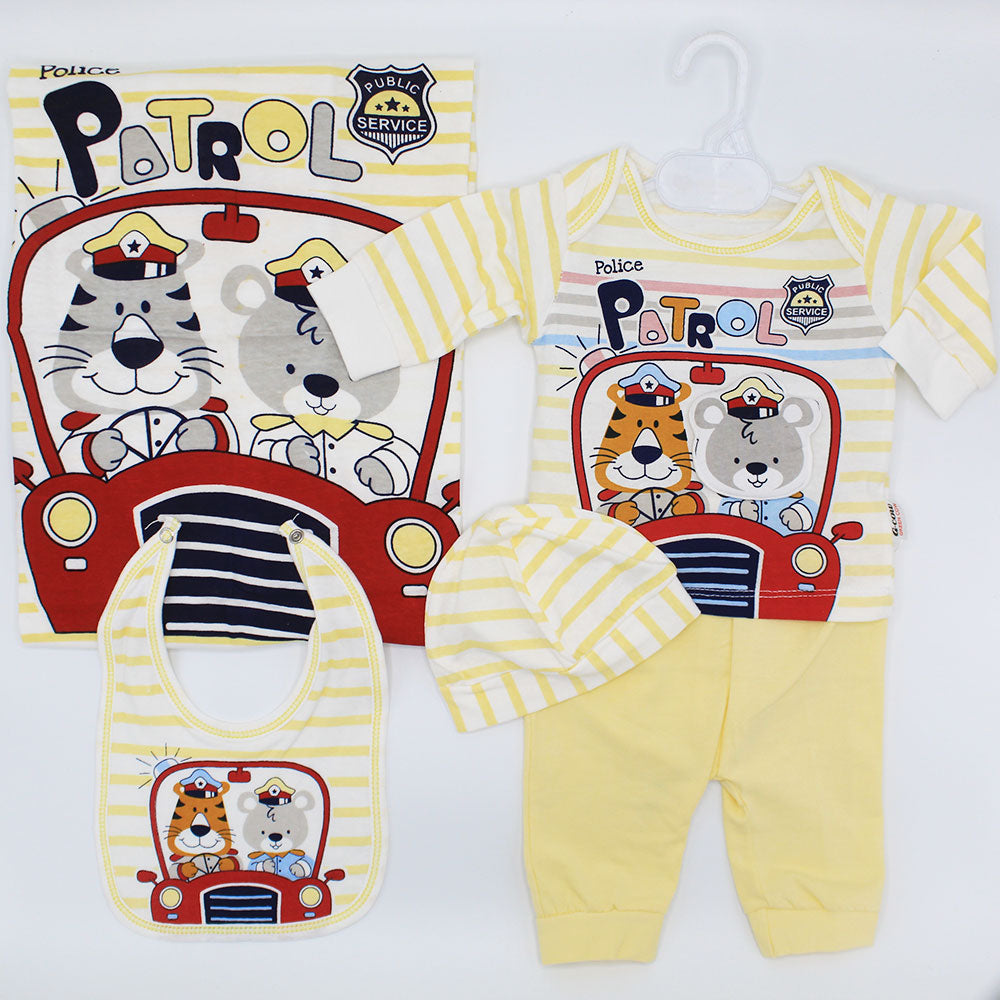 Newborn Baby Cute Bear 5 Pcs Full Sleeves Starter Set for 0-3 Months