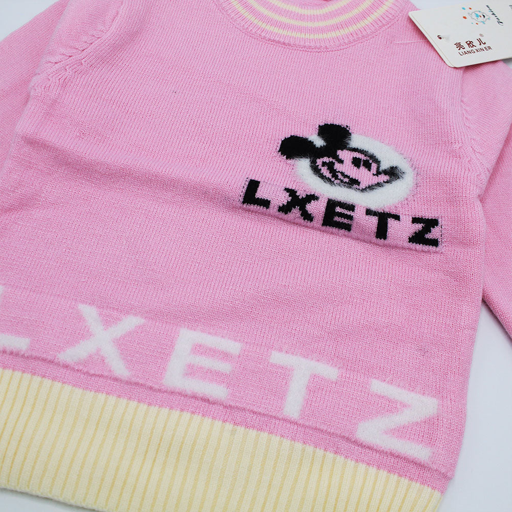 Imported Baby Girl Winter Minnie Mouse Wool Warm Sweaters Long Sleeve Pullover for 3 -24 Months