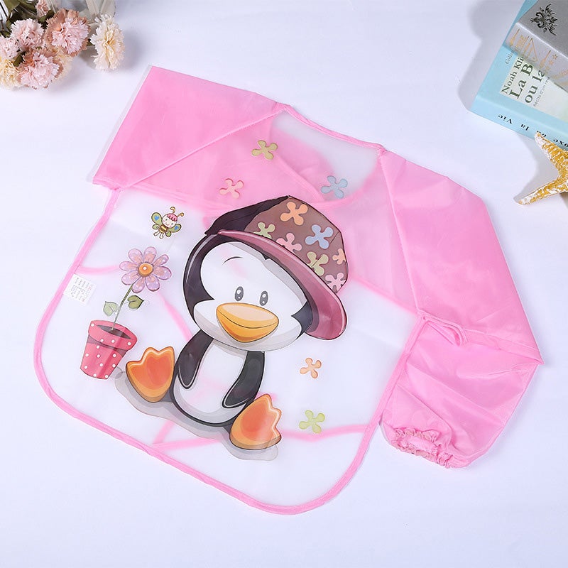 Imported Long Sleeve Waterproof Baby Feeding Children Plastic Apron Bib Toddler