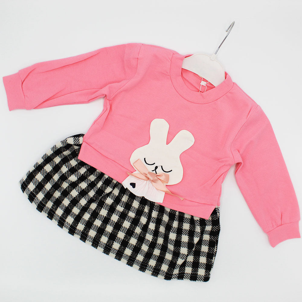 Imported 3D Bunny Baby Girl Long Sleeve Pullover Sweatshirt Frock for 12 Months - 4 Years