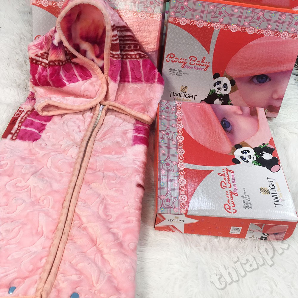 Rosy Baby 2 in 1 Super Soft Baby Zipper Blanket Embossed For 0-3 Years