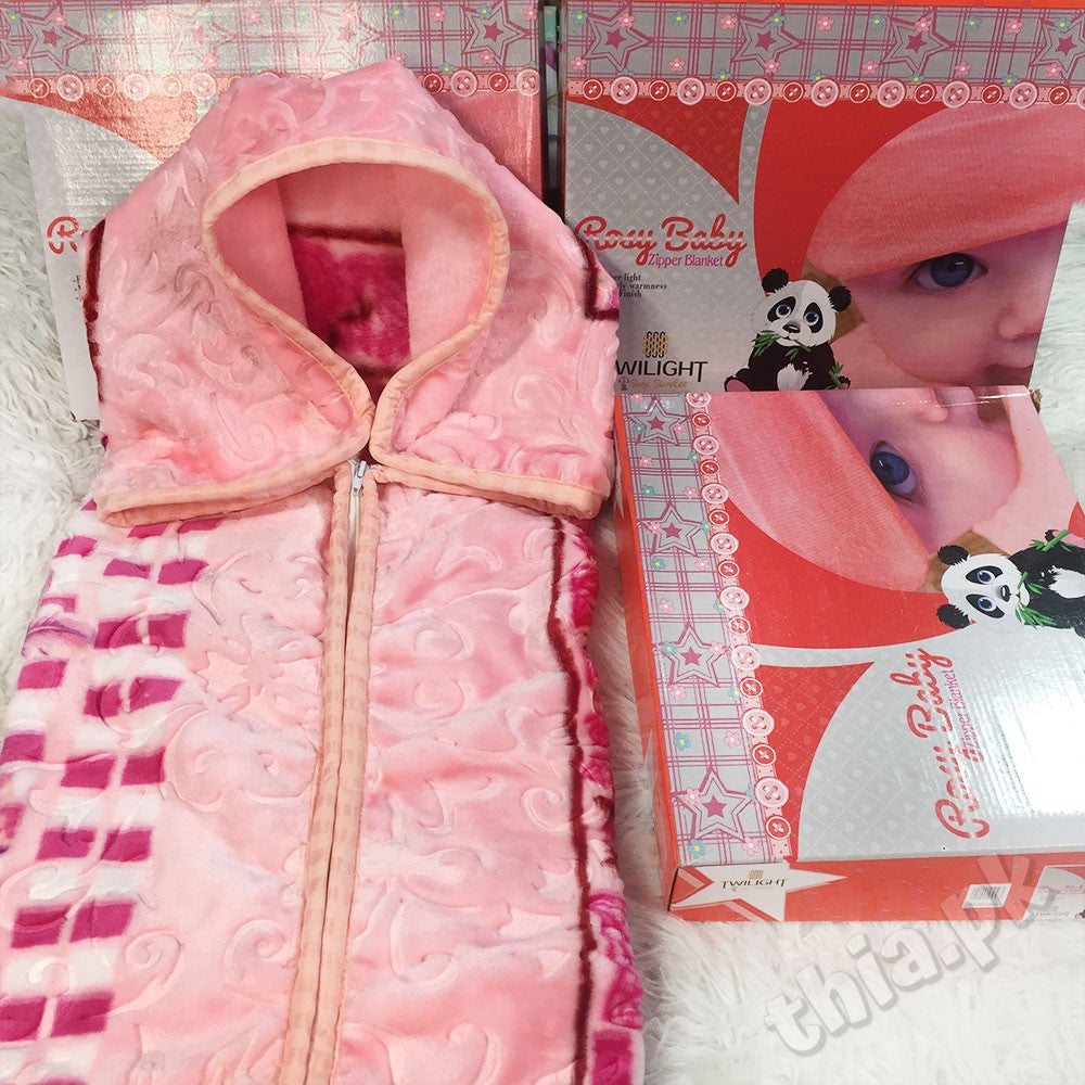Rosy Baby 2 in 1 Super Soft Baby Zipper Blanket Embossed For 0-3 Years