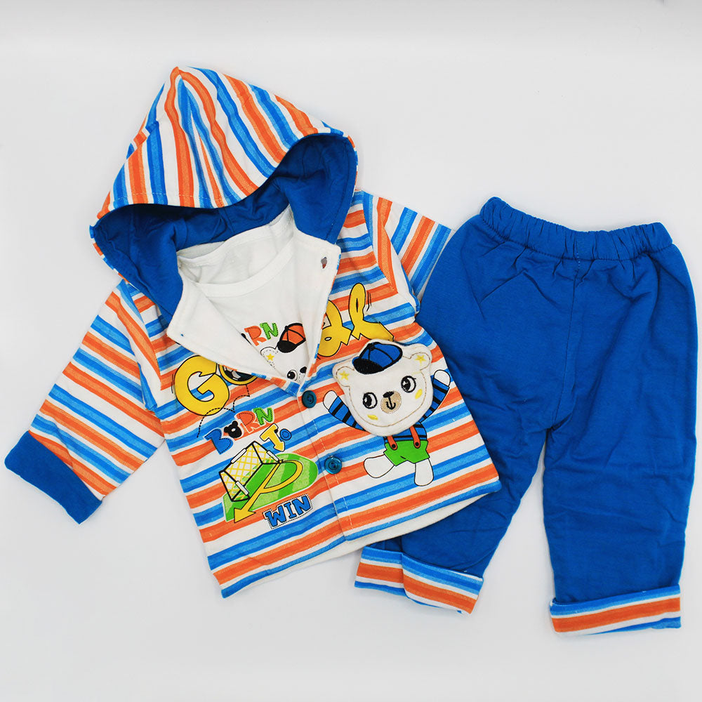Winter Baby 3D Bear Goal to Win 3 Pcs Hoodie Dress for 3-9 Months