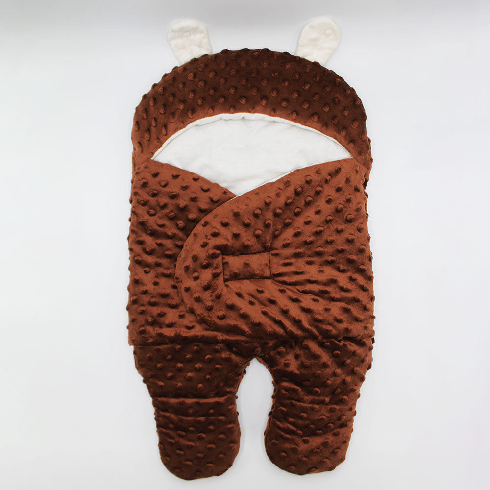 Winter Baby Sleeping Bag Velvet Swaddle Wrap with Legs Hood