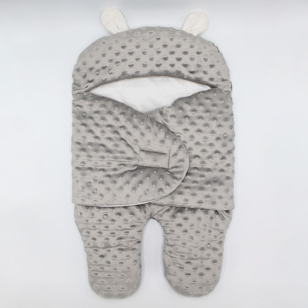Winter Baby Sleeping Bag Velvet Swaddle Wrap with Legs Hood Receiving Blanket 0-6 Months