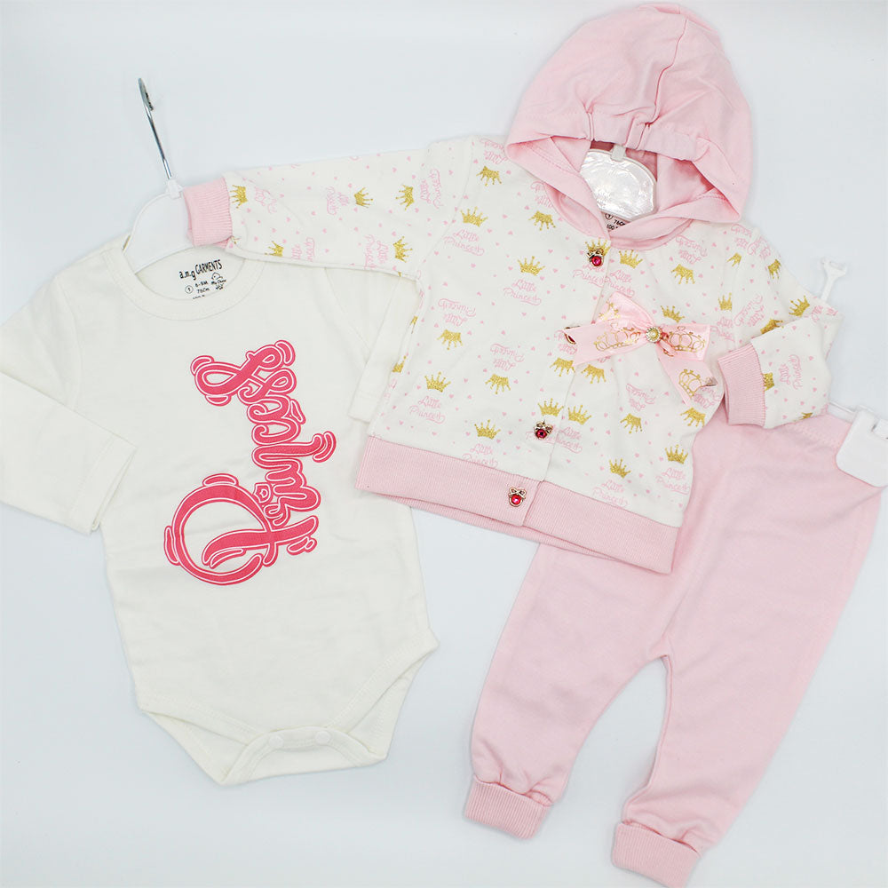 Baby Girl Winter Princess Bodysuit Hooded Shirt and Pajama Full Sleeves Dress for 3-9 Months