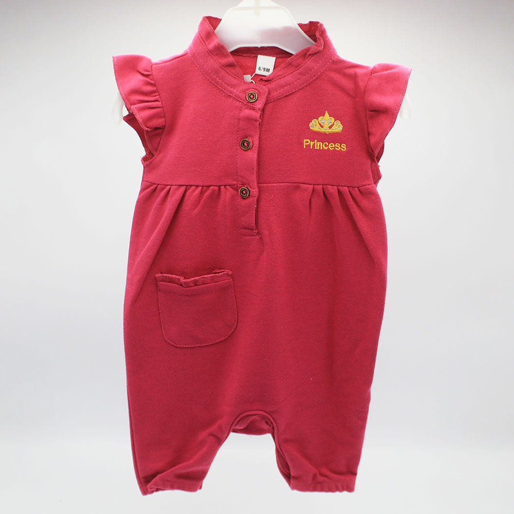 Imported Baby Girl Princess Fly Sleeves Design Two Sided Pocket Romper For 0-24 Months