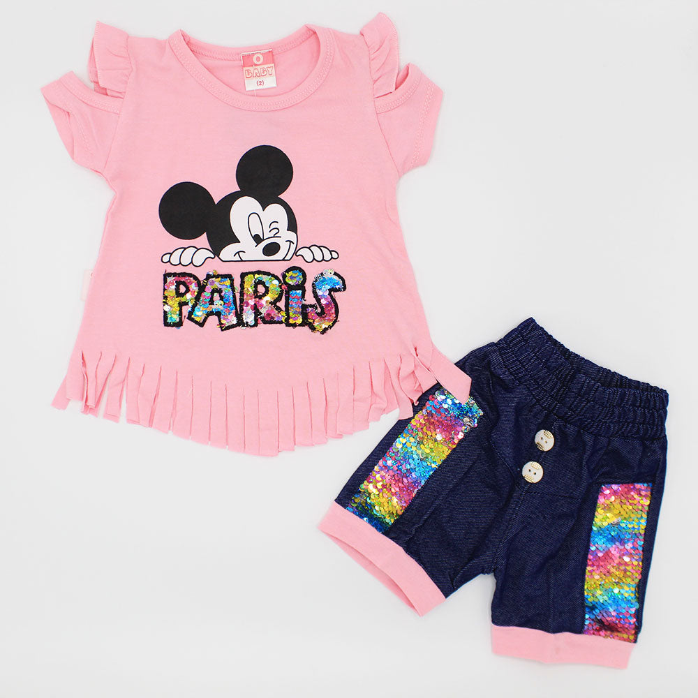 Baby Girl Cute Minnie Mouse Shirt with Short Pant for 4-18 Months