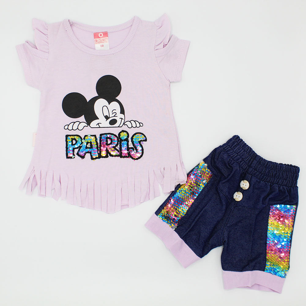 Baby Girl Cute Minnie Mouse Shirt with Short Pant for 4-18 Months