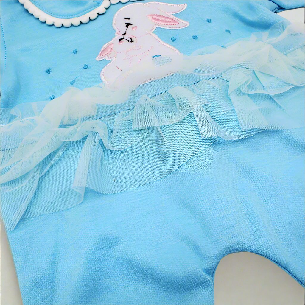 Baby Girl Winter Embroidered Love Rabbit 3 Layer Net Frill Frock Romper for 0-12 Months