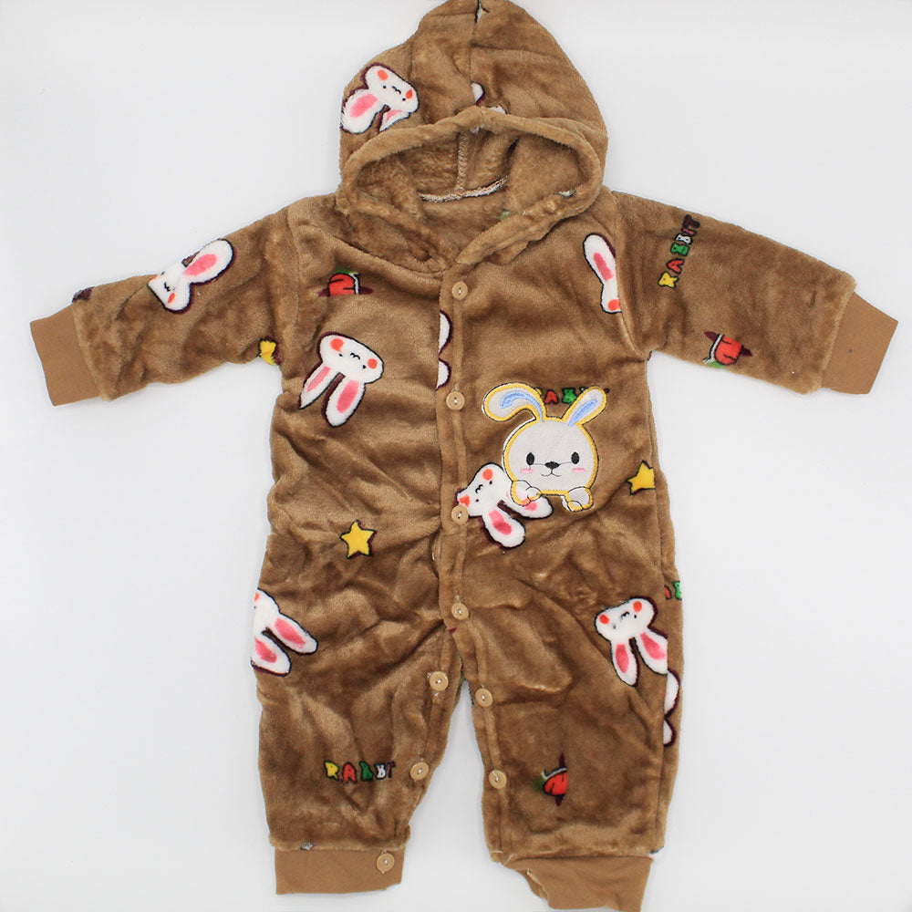 Imported Winter Warm Cute Bunny Velour Romper for 0-4 Months