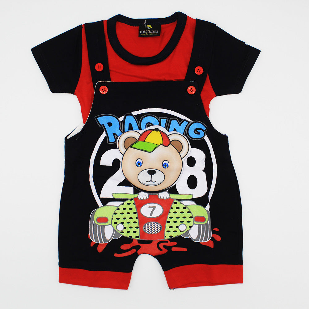 Baby 3D Racing Bear Dungaree Romper for 3-9 months