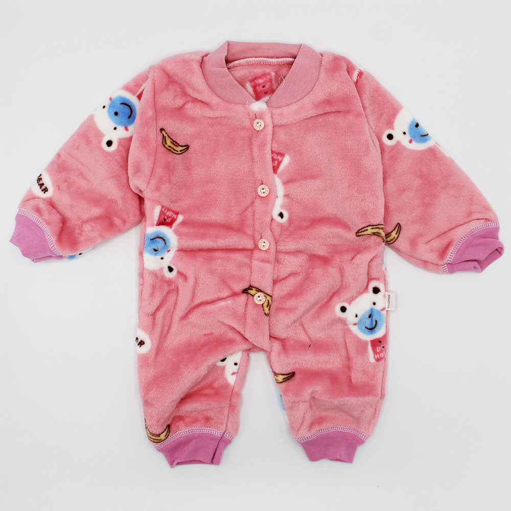 Imported Winter Warm Cute Bear Banana Fleece Romper for 0-6 Months