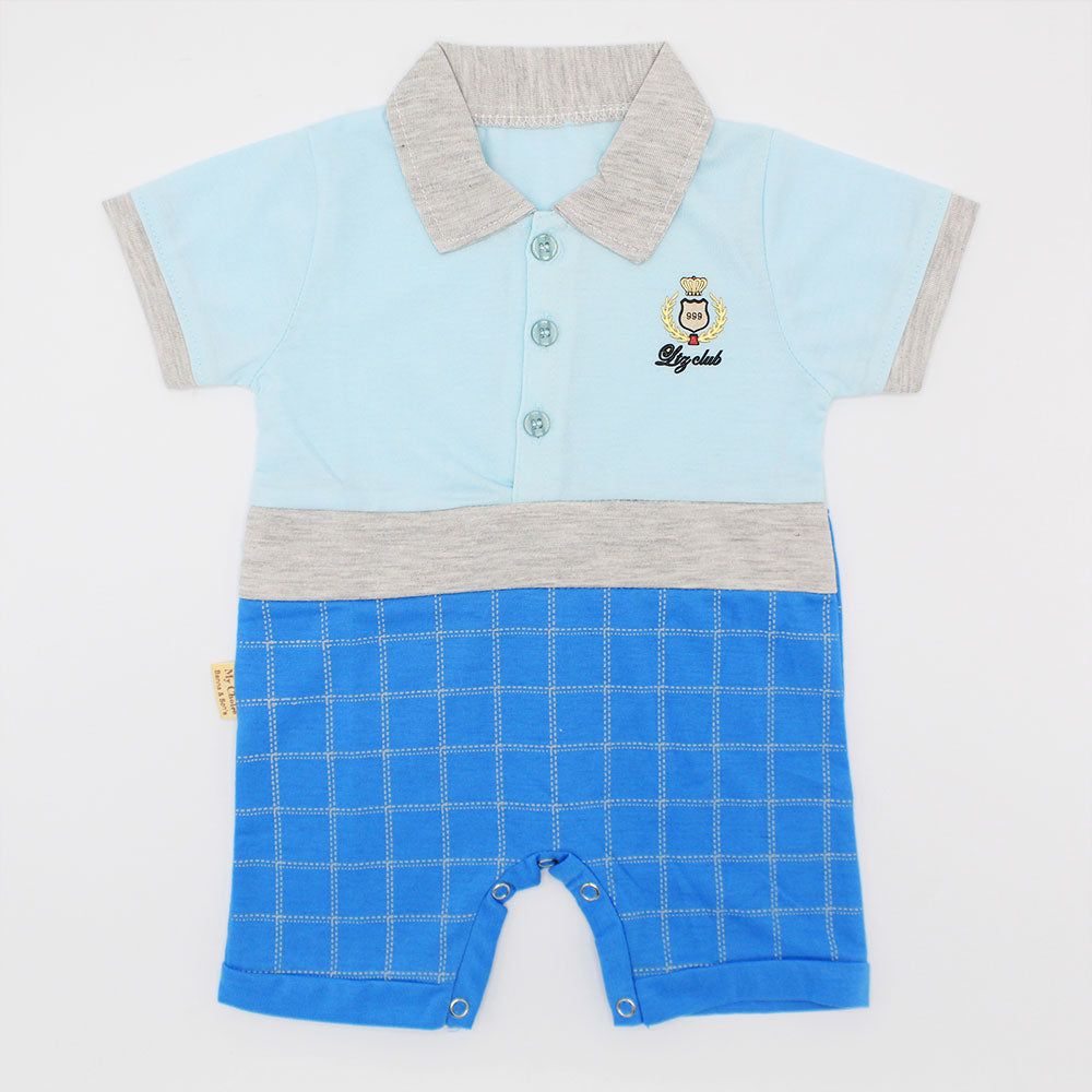 Baby Two Colored Check Half Sleeve Romper for 0-12 months