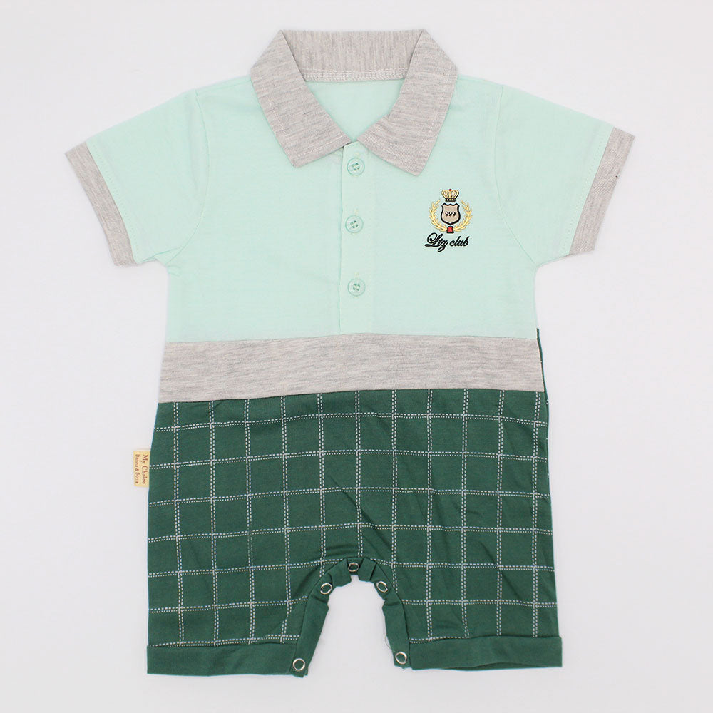 Baby Two Colored Check Half Sleeve Romper for 0-12 months