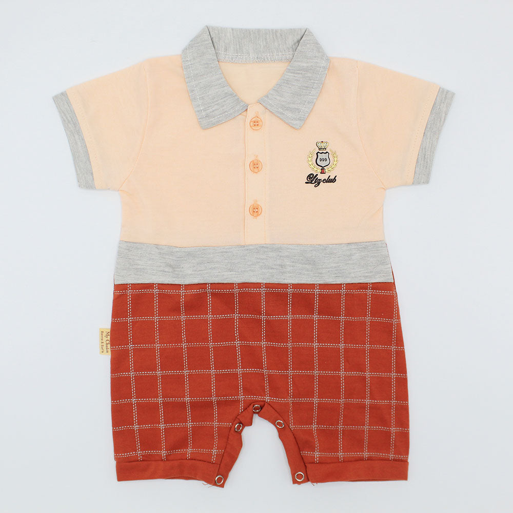 Baby Two Colored Check Half Sleeve Romper for 0-12 months