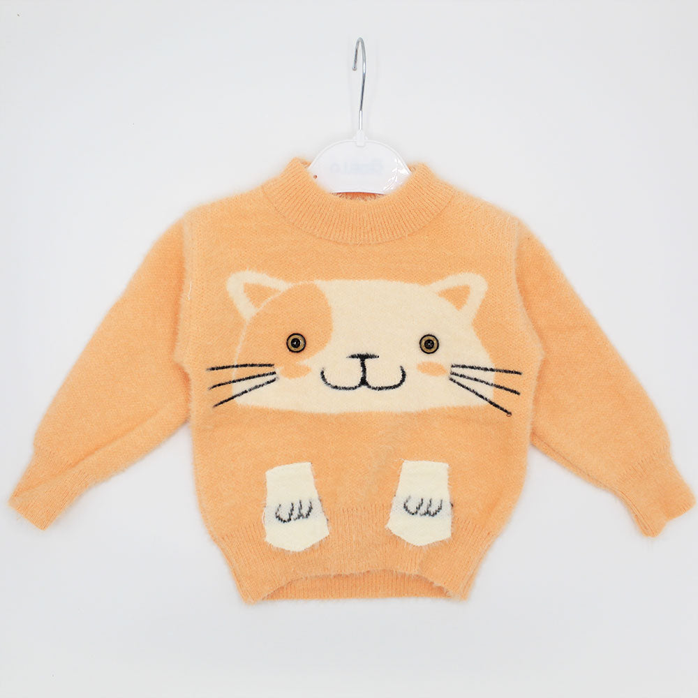 Imported Baby Girls Winter Cute Cat Rabbit Wool Warm Sweaters Long Sleeve Pullover for 6 Months - 4 Years