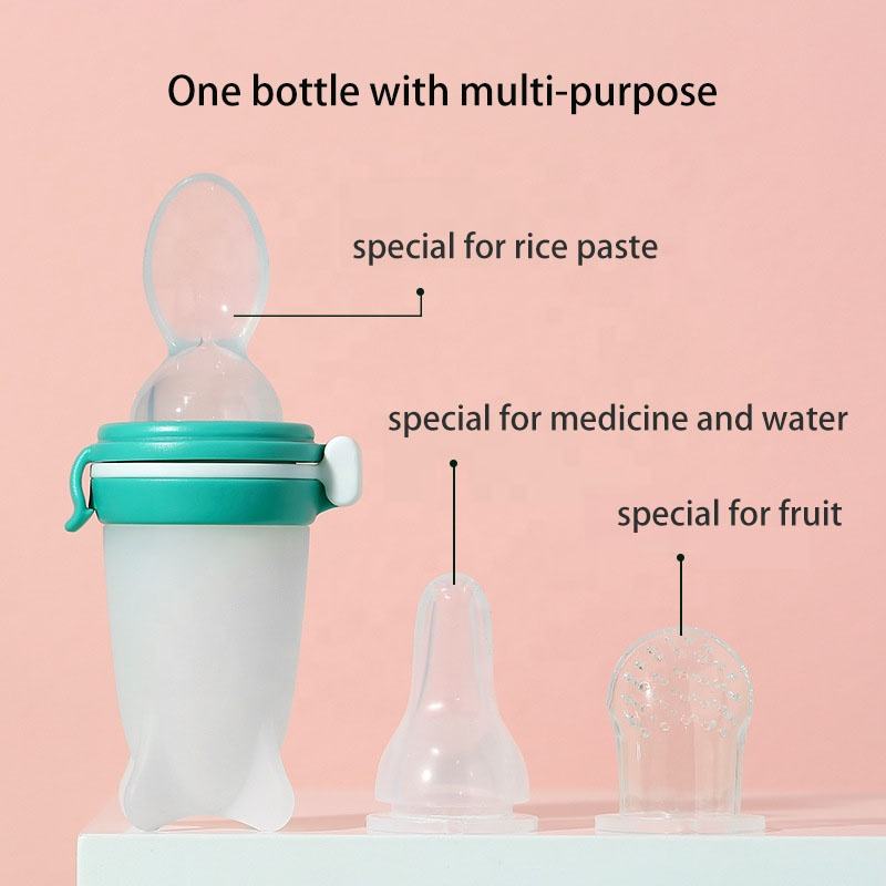 Imported 3 in 1 Silicone Baby Feeding Bottle Multi Functional Fruit Feeder and Spoon Feeder
