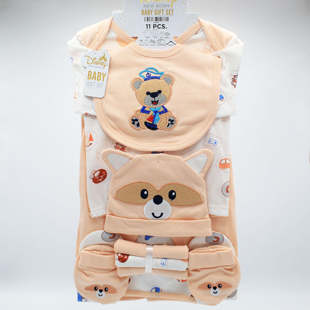 Newborn Baby Disney 11 Pcs Soft Cotton Summer Starter Set with Wrapping Sheet for 0-6 Months