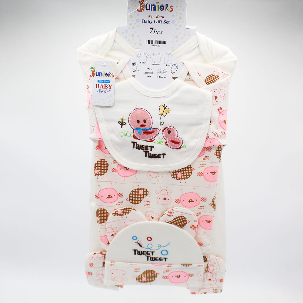 Newborn Baby 7 Pcs 3D Chick Tweet Soft Cotton Summer Starter Set for 0-6 Months